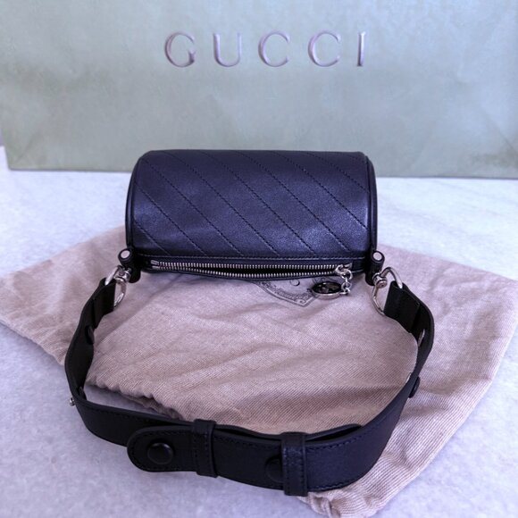Gucci 760710 Blondie Mini Cylinder Shoulder Bag Black Leather - Picture 6 of 15